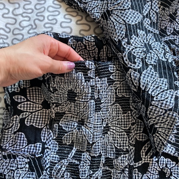 Zara Black Floral One Shoulder Ruffle Top Sz M - Picture 7 of 7